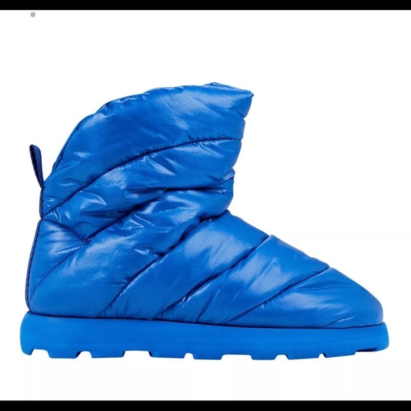 Anthropologie Piumestudio Luna Pillow Boot Cobalt Blue Nylon Pull On - Picture 6 of 8